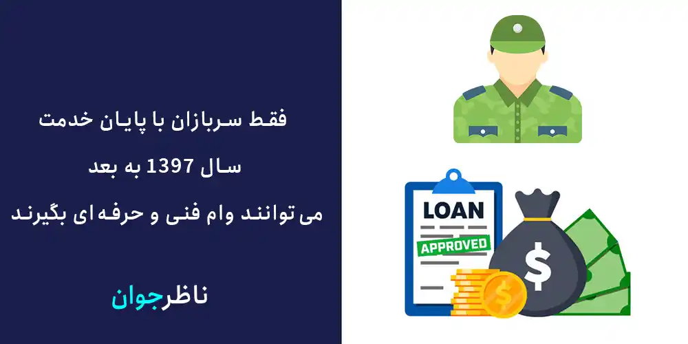 فقط سربازان با پایان خدمت از سال ۱۳۹۷ می‌توانند وام فنی و حرفه‌ای بگیرند.