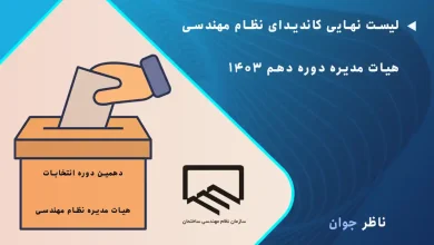 لیست کاندیدای نظام مهندسی هیات مدیره دوره دهم 1403